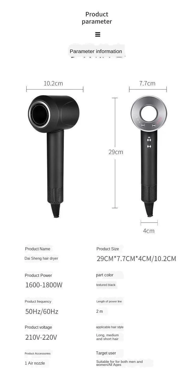 

Professional Hair Dryer High Speed Hairdryer Temeperature Control Salon Dryer Hot &Cold Wind Negative Ionic 220V