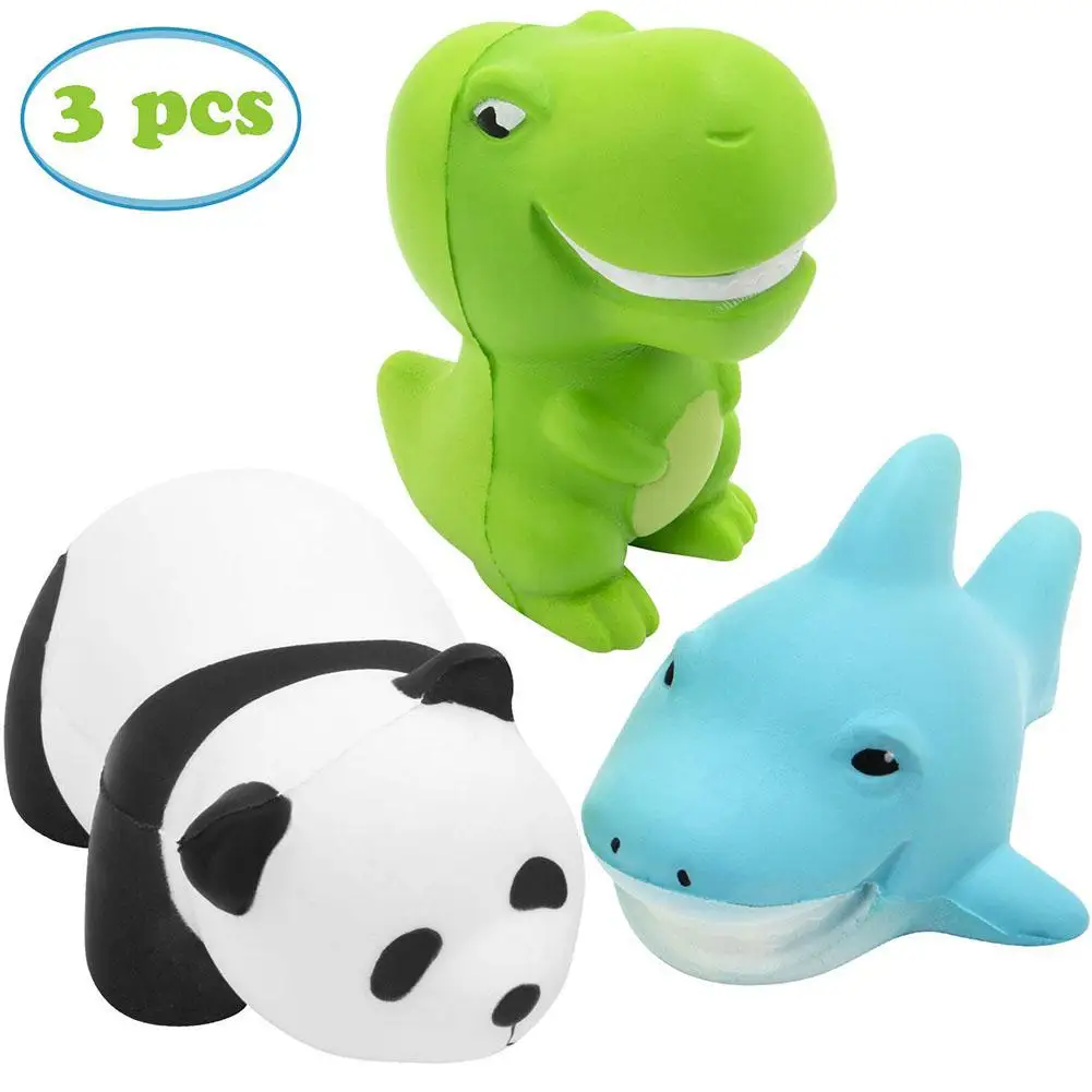 3 шт./компл. набор мягких игрушек Милая панда + динозавр акула медленно растет