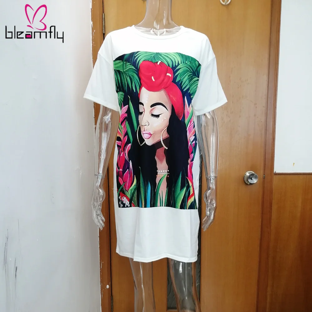 2019 летнее женское платье с принтом персонажа короткий рукав длина до колена