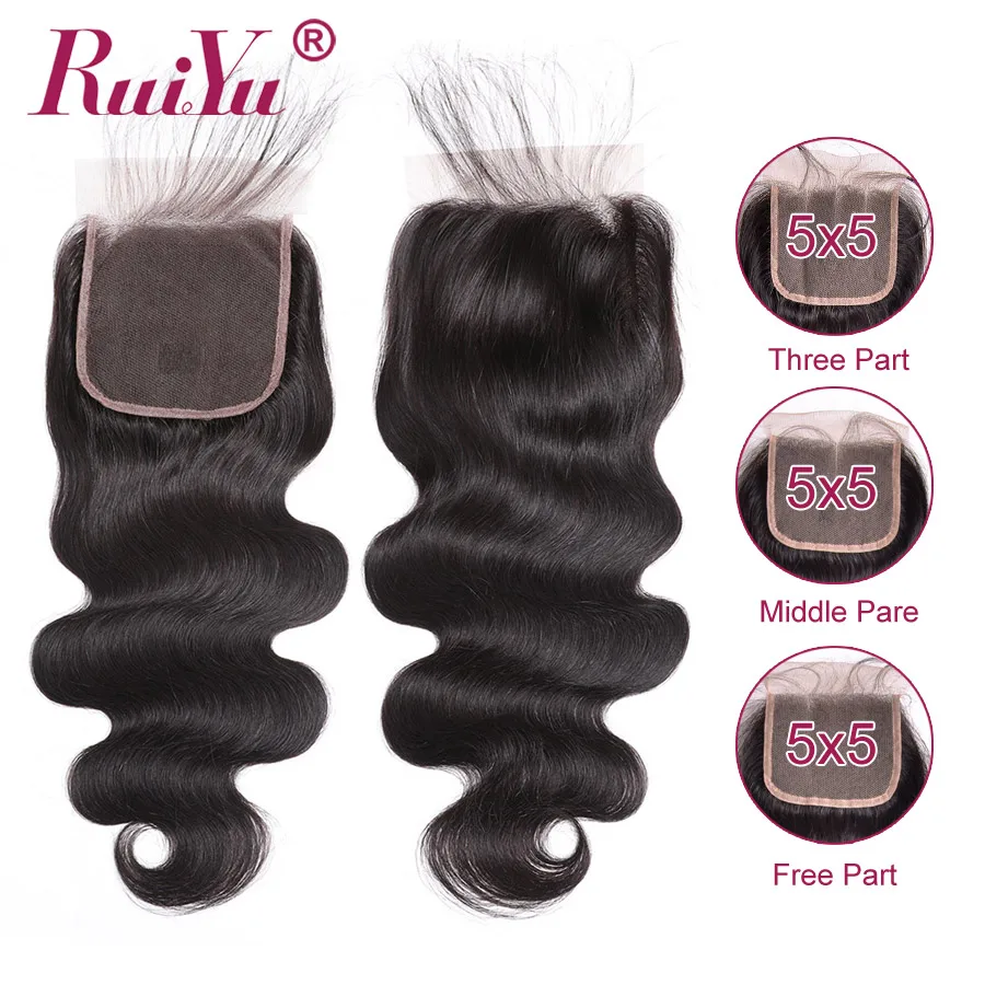 5x5 Кружева Закрытие тела волна RUIYU волосы бразильские синтетические волнистые