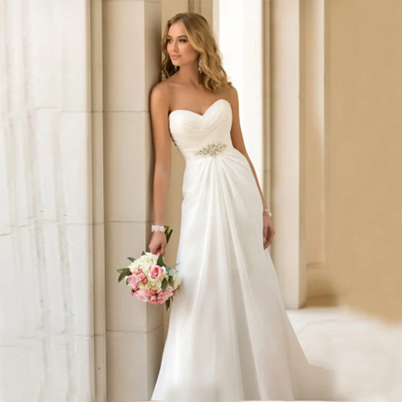 

Пляжное сексуальное Белое свадебное платье до пола без бретелек с открытой спиной бальное платье на шнуровке элегантное бальное платье с б...