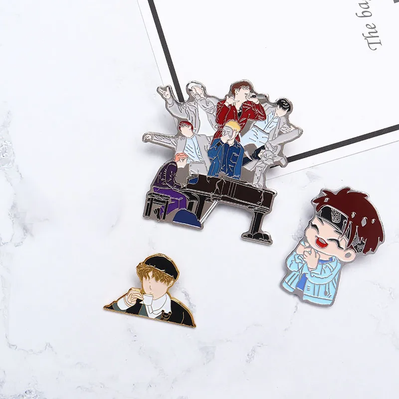 1 шт. KPOP Love Yourself Броши Bling Металл сердечки булавки Kpop Bangtan Boys Pins коллекция
