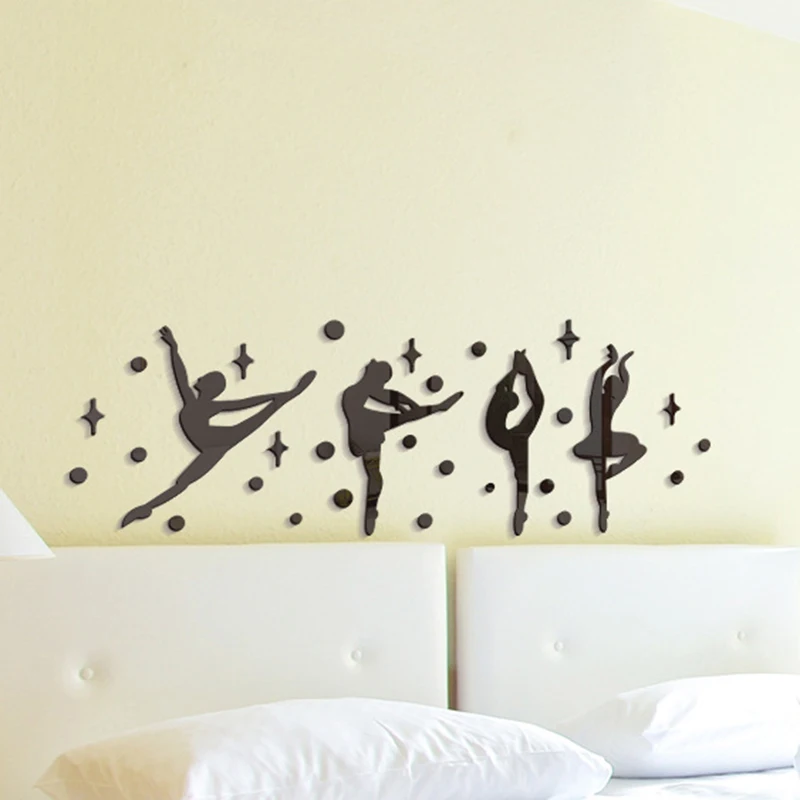 Танцовщица балета 3D зеркальные настенные наклейки для украшения дома DIY Декор