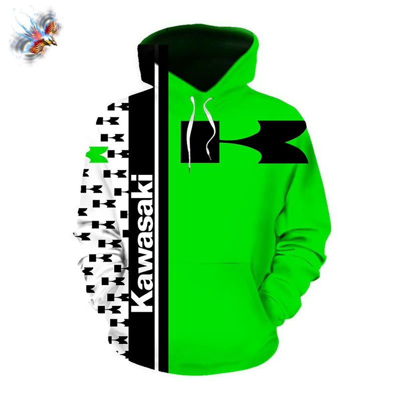 

Fashion Kawasaki Men's Hoodie High Quality outdoor Sportswear Cycling Wear Casual Jacket Harajuku Top Loose Hip Hop Sportswearg