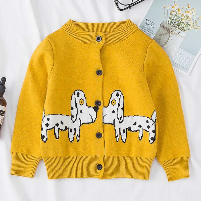 

1-6Yrs Baby Boys Girls Dog Cardigan Coat Children Clothing Boys Girls Long Sleeve Knitted Kids Cardigan Coat