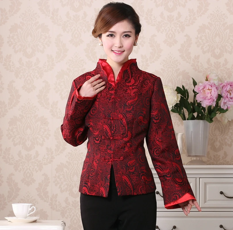 

Plus size Tang suit jacket tops middle-aged mother wedding Tang suit jacket banquet female long sleeve blouse hanfu coat
