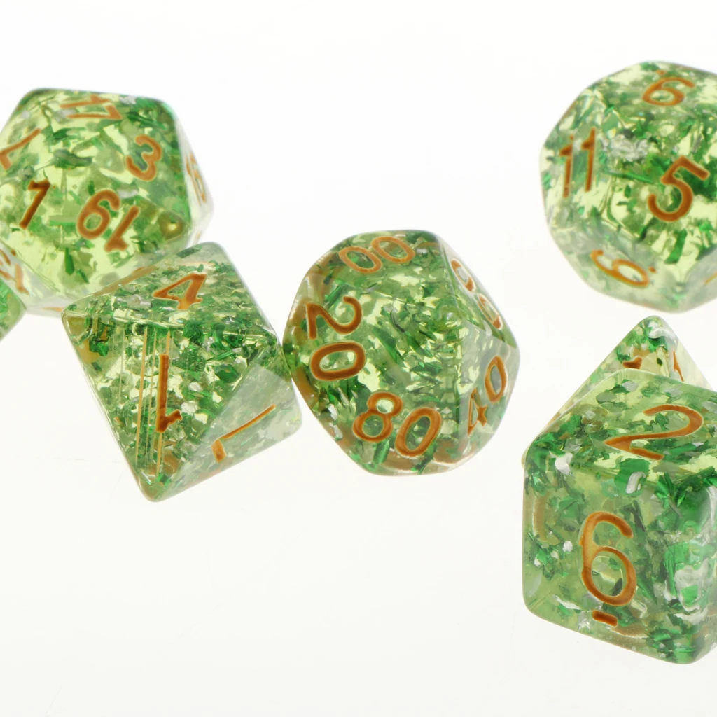 

7 Pieces Acrylic Polyhedron Dice Set Tabletop Game Party Games Green