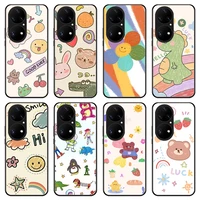 cute bear cartoon rabbit animal phone case for huawei p30 p40 p50 pro mate 40pro honor 50 50pro 50se non slip frame phone case