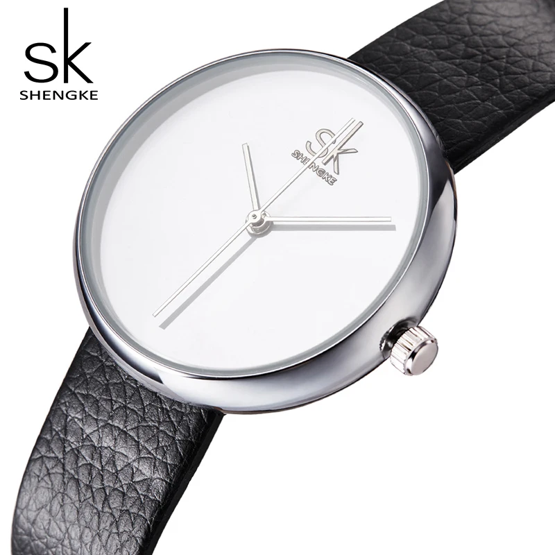 Часы Shengke женские повседневные с кожаным ремешком кварцевые 2021 | Наручные часы