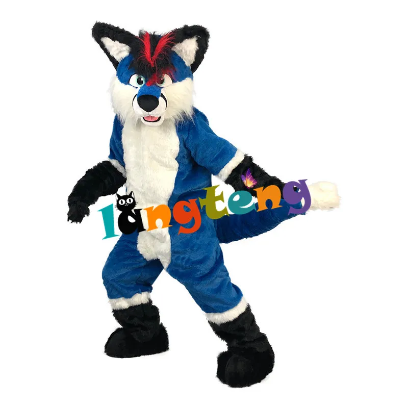 

1078 Best Quality Blue Fox Wolf Husky Dog Fursuit Complete Suit Mascot Costume Cosplay Party Fancy Dress Birthday
