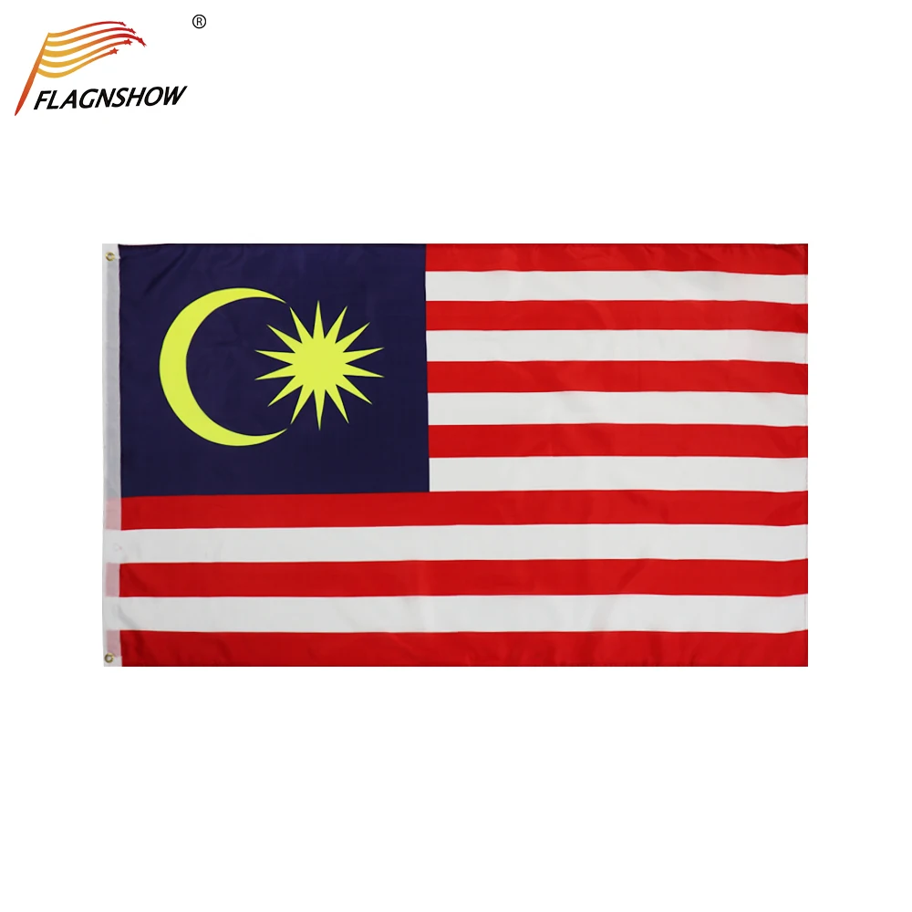 

Flagnshow Malaysia Flag One Piece 3X5 FT Hanging Polyester Malaysian National Flags with Brass Grommets