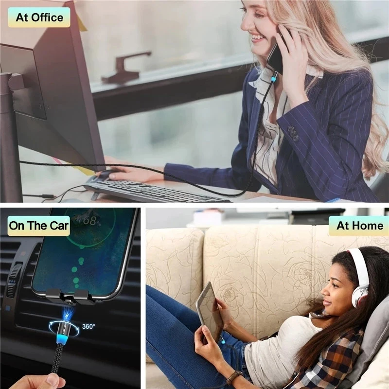 

LED Magnetic Cable For iPhone Samsung Xiaomi Micro USB Type C Cable Fast Charging Mobile Phone Magnet Charger USB Wire Cord 2M