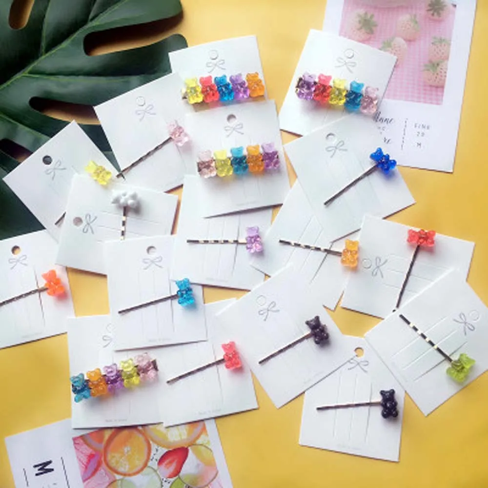 Милые Красочные акриловые заколки ручной работы для волос с милым медведем