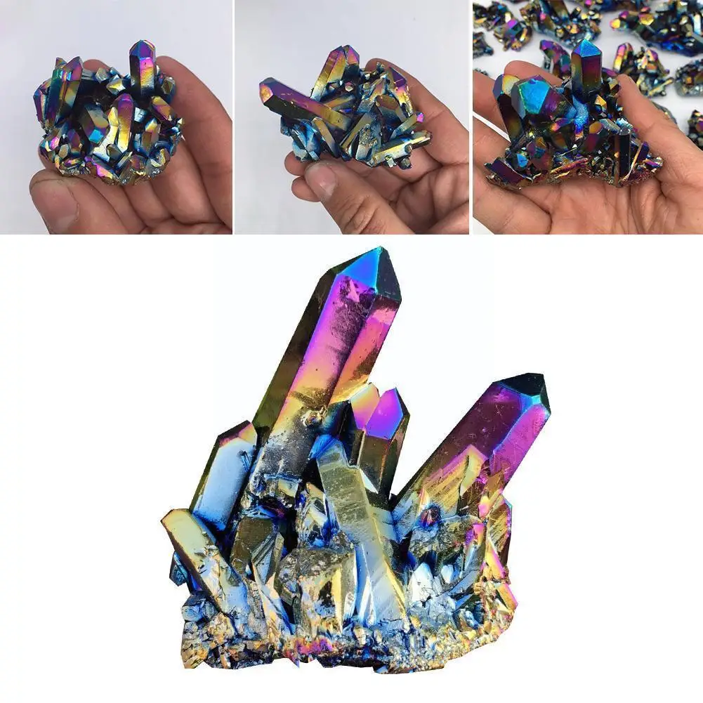 

1pc Natural Quartz Crystal Cluster Beautiful Rainbows Items Electroplating Stones Quartz Decoration Home Decor Colorful Aqu O2Q2
