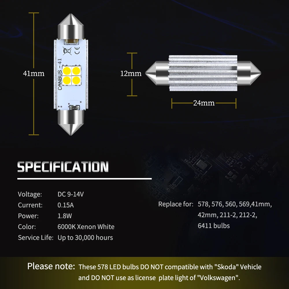 2x C5W LED CANBUS лампа гирлянда 31 мм 36 41 интерьер автомобиля огни для Volkswagen VW Golf 4 5 6 7 Passat