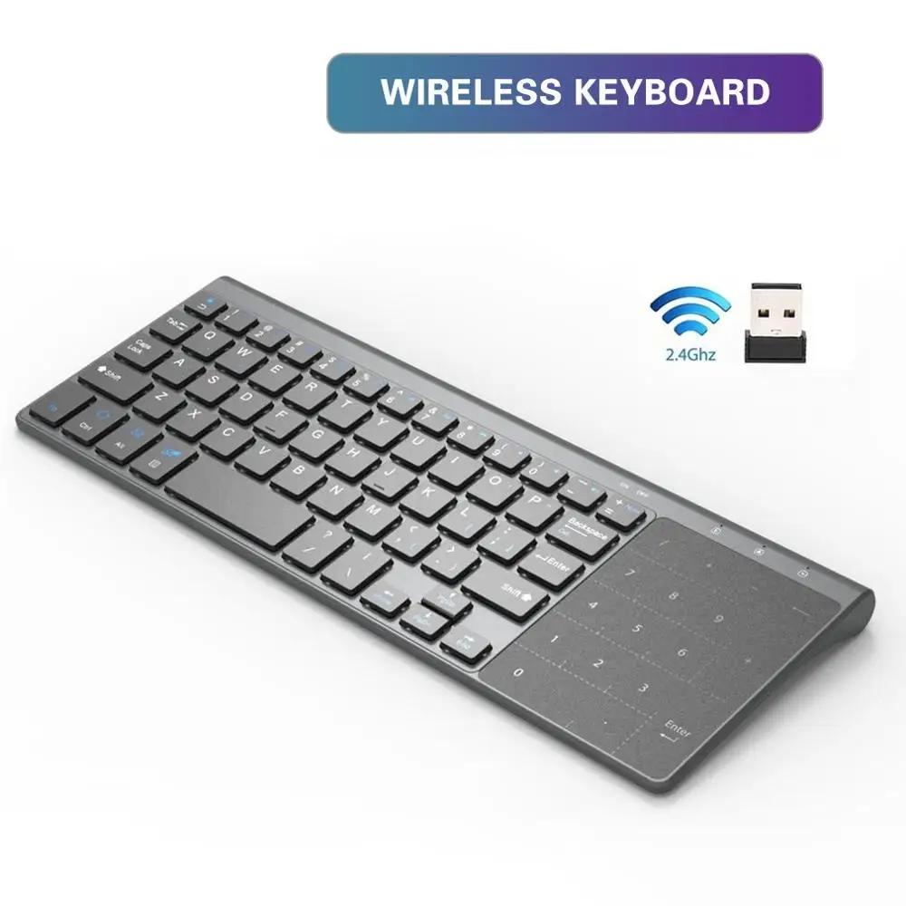 Тонкий 2 4 ГГц USB Беспроводной мини клавиатура с номером тачпад цифровая для Android