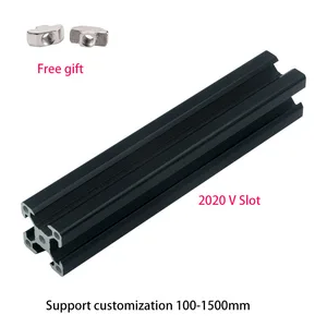 2pcs black 2020 v slot aluminum profile european standard extrusion frame 100mm 1200mm anodized linear for cnc 3d printer parts free global shipping