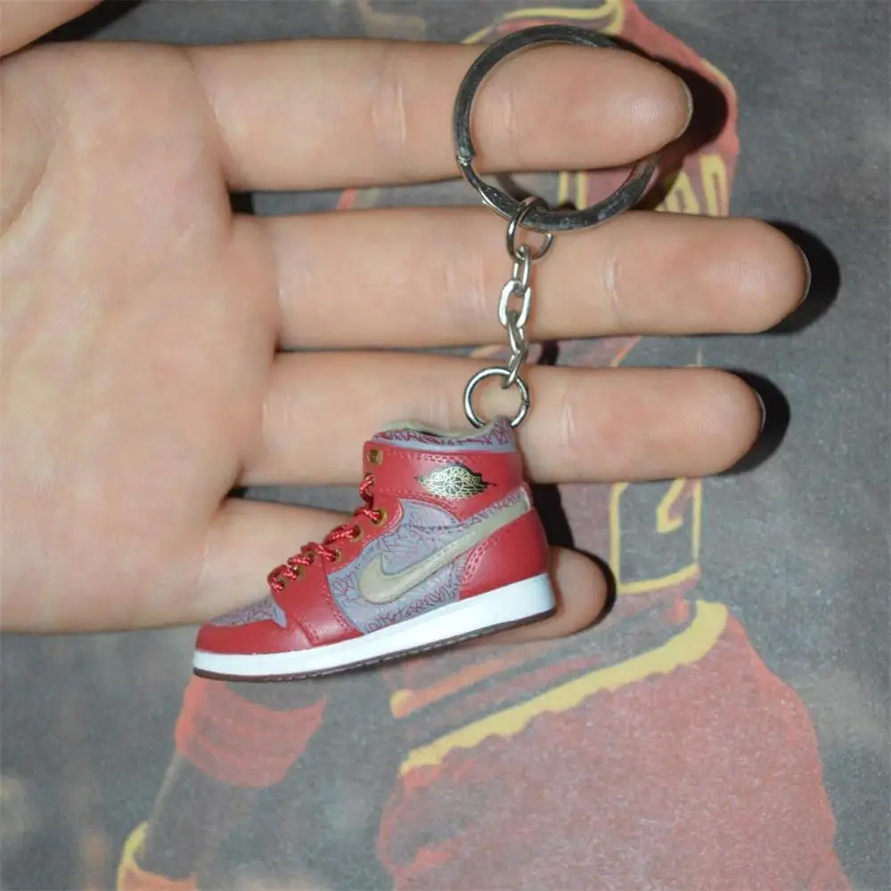 one shoe keychain Дропшиппинг aj1 offwhite Chicago Unc брелок в виде кроссовка Air Jordan 1 3D мини-кроссовки, закрытая спортивная обувь брелок в виде кроссовка s - Цвет: one shoe keychain