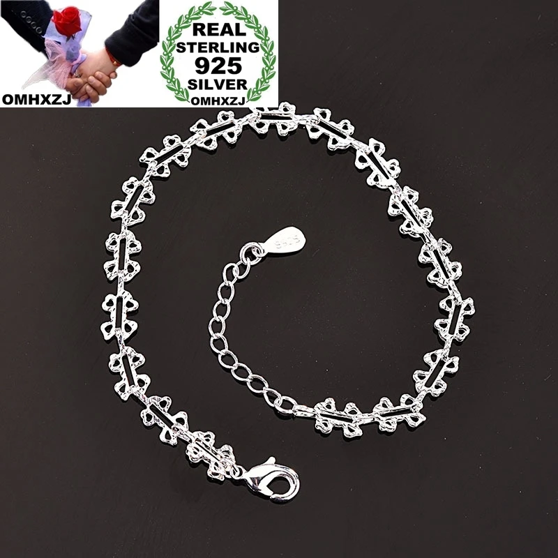 

OMHXZJ BA142 Wholesale European Fashion Woman Girl Party Birthday Wedding Gift Geometric S925 Sterling Silver Bracelet Bangle