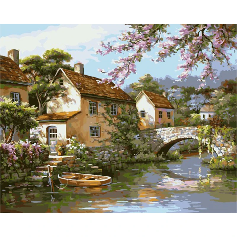 

Scenery DIY Canvas Painti by Numbers Chinese Painting Impressionists abstract Oil paint by numbers Picture For Wall Art Picture