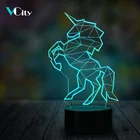 Светодиодный ночник VCity 3D в виде единорога, лампа с сенсорным управлением и функцией смены цветов, акриловая пластина, креативный Домашний Настольный Декор для сна, 7 цветов