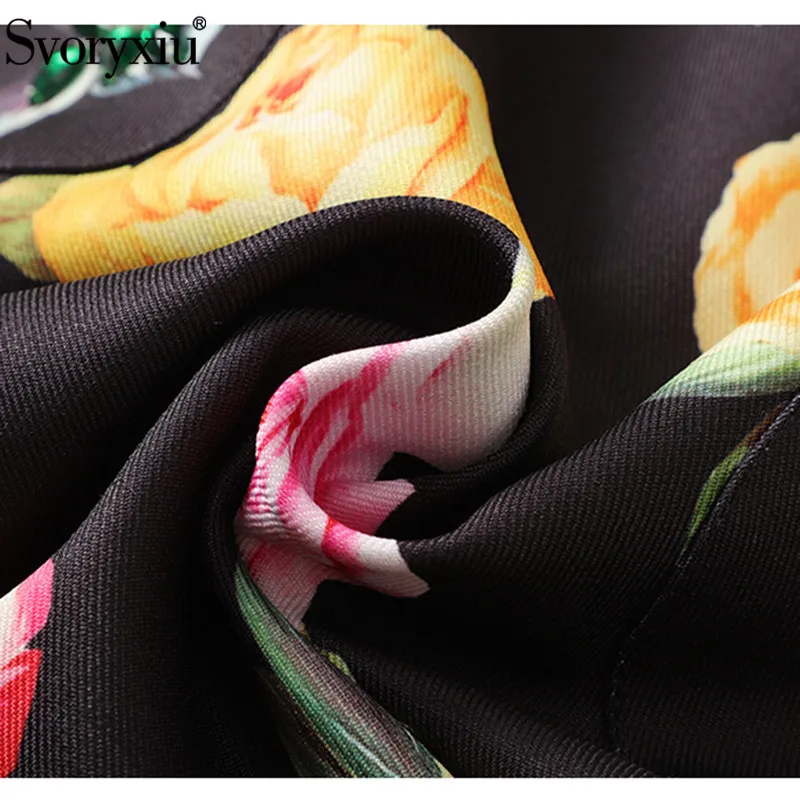 

Svoryxiu Sexy Black Transparent Lace Patchwork Rose Flower Print Dress Women's 2021 Spring Summer Runway Short Dress Vestdios