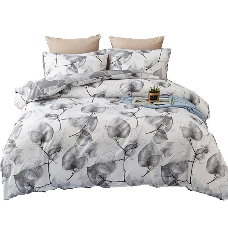 

Home Textile Black and White Simple Tree Leaf Foreign Trade Bedding Three Piece Set