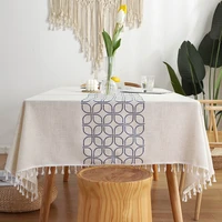 new product four leaf clover flower shaped table cloth simple cotton and linen rectangular dining table coffee table cover towel