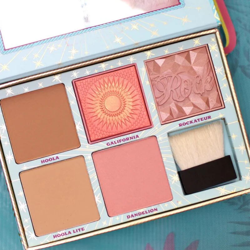 

Wholesale 5 Color Blush Makeup Contour Palette with Brush Face Makeup Blush and Bronze Set Easy To Use Without Taking Off Makeup