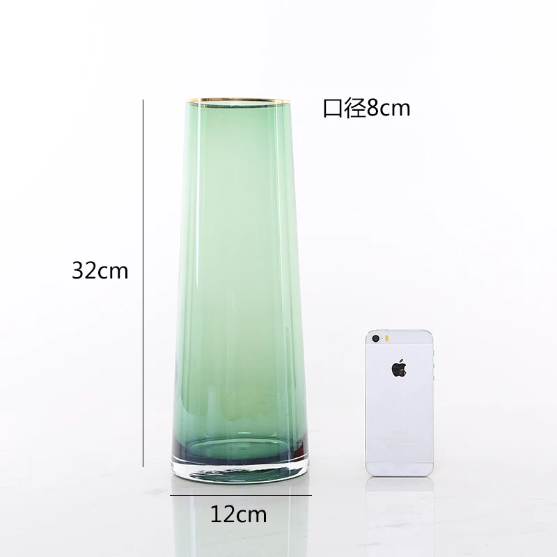 Прозрачная стеклянная ваза в скандинавском стиле большая декоративная для