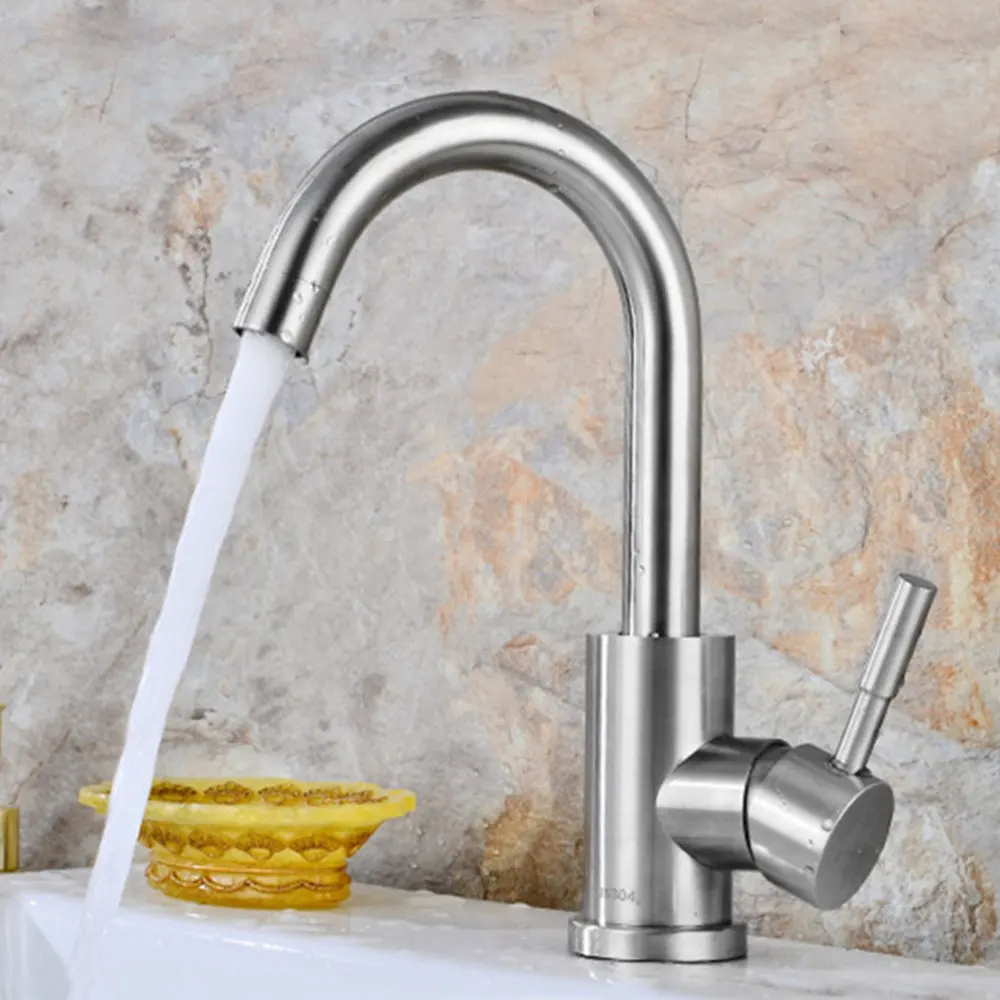 

Stainless Steel Metal Durable Water Cold Hot Water for Home Kitchen Bathroom Hotel (Short Style With