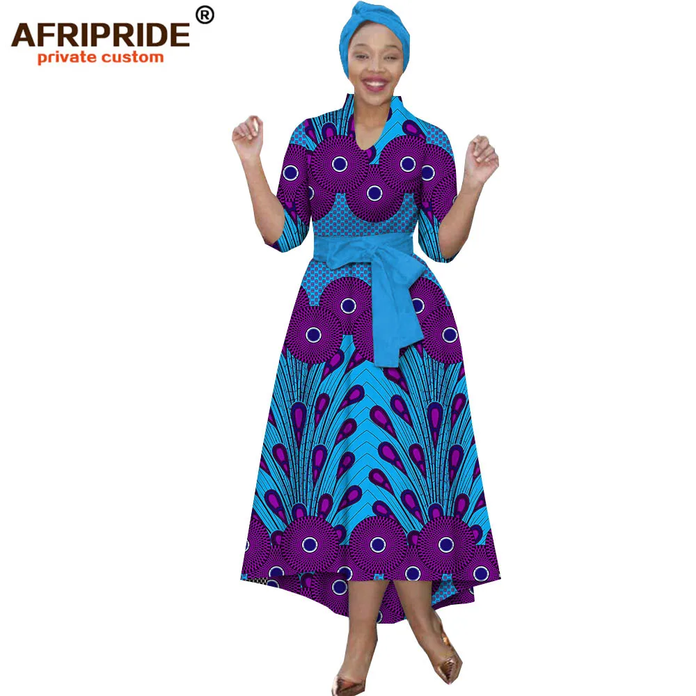 Африканское платье с шарфом и поясом для женщин AFRIPRIDE коротким рукавом длиной до
