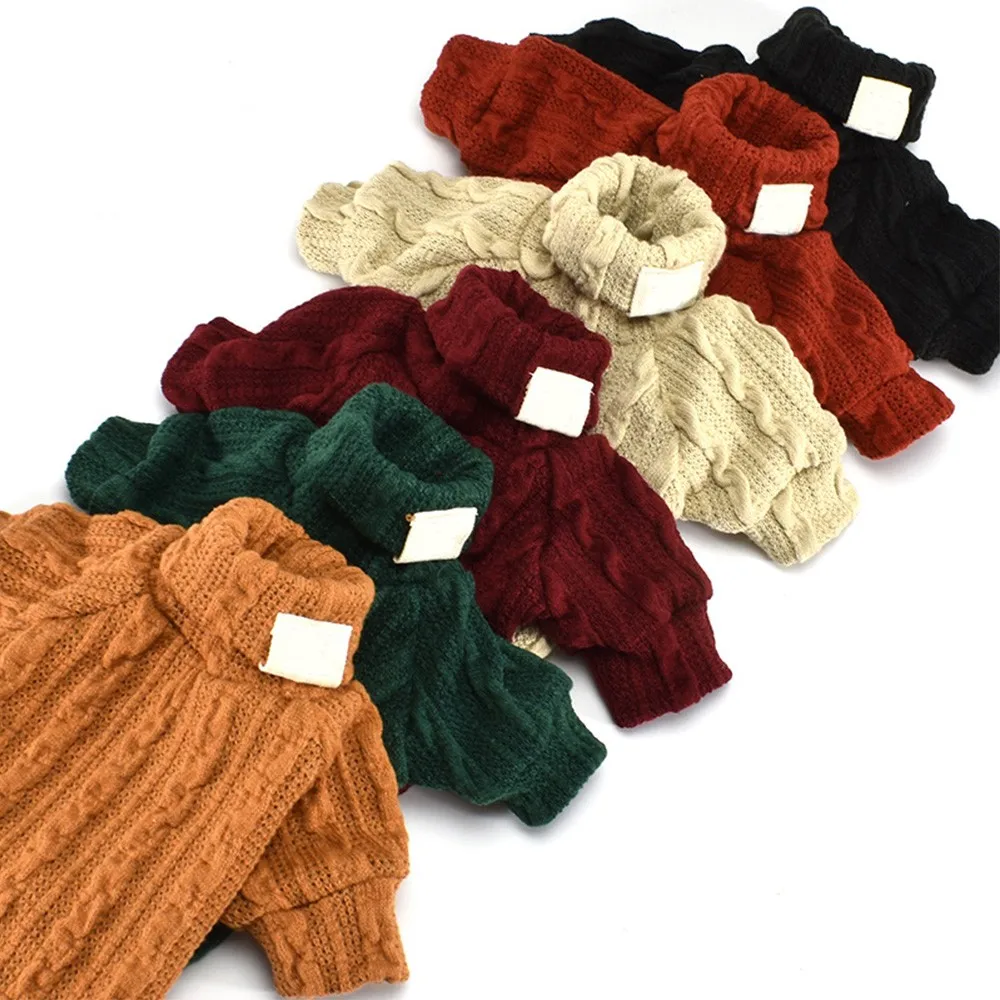 Pet Dog Sweater Cat Turtleneck Sweater Winter Warm Knitted Dog Clothes Small Dogs Clothing Puppy Coat Pet Wearing Products