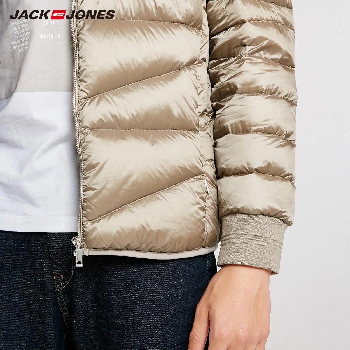 JackJones зимняя мужская бейсбольная куртка с воротником короткая теплая куртка | 218412507