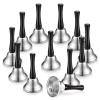 promotion 12 pieces metal hand bells hand bells wooden handle handbells metal handbells musical percussion for schools silver