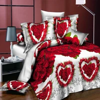 3d romantic wedding rose bedding set duvet cover pillow case queen twin size bed linen set