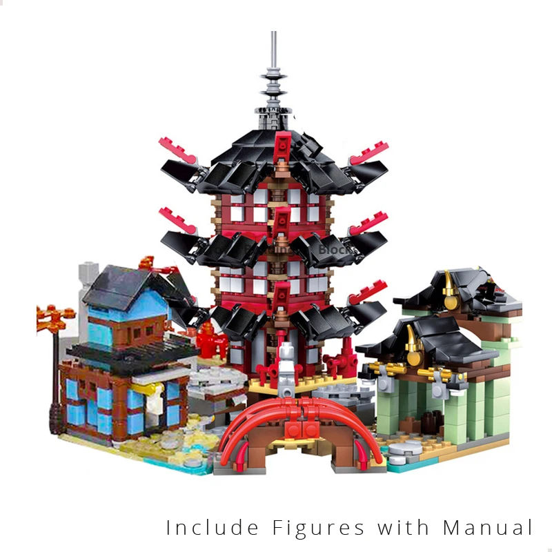 

737pcs DIY Temple of Airjitzu Smaller Version Building Blocks Set with FIgures Compatible with Bricks DIY Toy for Kids