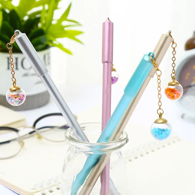 12 шт./компл. креативные милые шар геля подвеска pens синие чернила Kawaii магазина канцелярских принадлежностей вещь Карандаш Чехол сумка Школа Материал стационарный