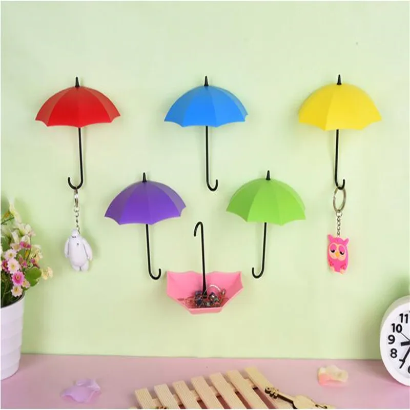 

Creative Umbrella Small Sticky Hooks 3 Packs Nail-free Seamless Door Key Holder Strong Decorative Hook for Kitchen and Bathroom