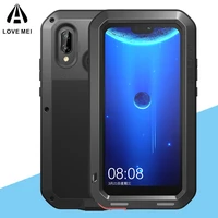 love mei for huawei p30 lite metal armor case heavy duty cover metal aluminum tempered gorilla glass water resistant dirtproof
