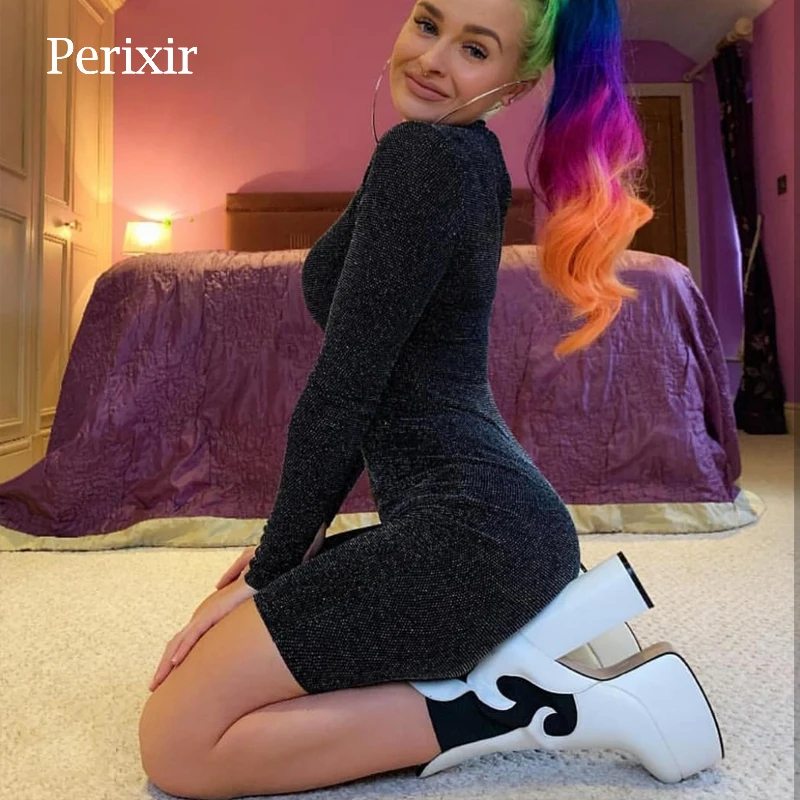 Perixir Chunky Woman Boots Design 2020 New Winter Super High Heels Platform Lady Night Club Round Toe Ankle Shoes Size 36-41 | Обувь