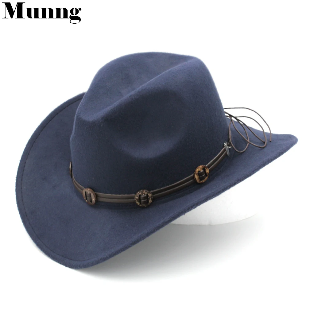 

Unisex Retro Western Cowboy Hat Cattleman Cap Wide Brim Wool Blend Jazz Hat BDBE