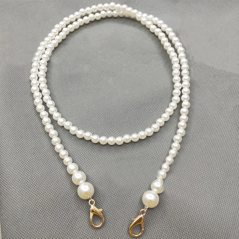 

New Pearl Strap For Bags Handbag Accessories Belt Bag Handles Cute Bead Chain Tote Women Parts Gold Color Clasp Bead Chain