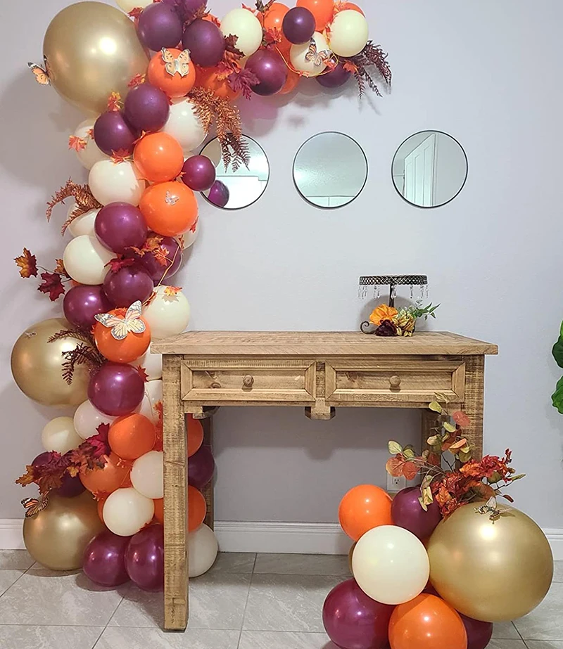 85 unids/lote oto&ntilde;o globos de cumplea&ntilde;os decoraciones de Acci&oacute;n de Gracias naranja Burdeos globos de la Ducha del beb&eacute; de boda fiesta de oto&ntilde;o-2