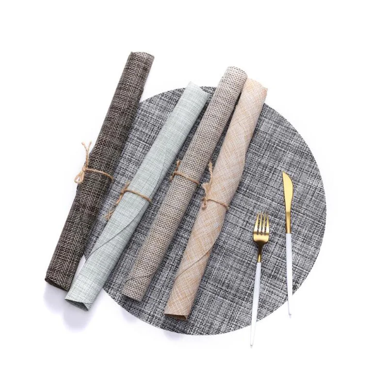 

2pcs/pac 35cm Round Placemats Heat Resistant Tablewares Mats Pads Chic Foods Pads Table Decoration PVC Warp Weft Knitting