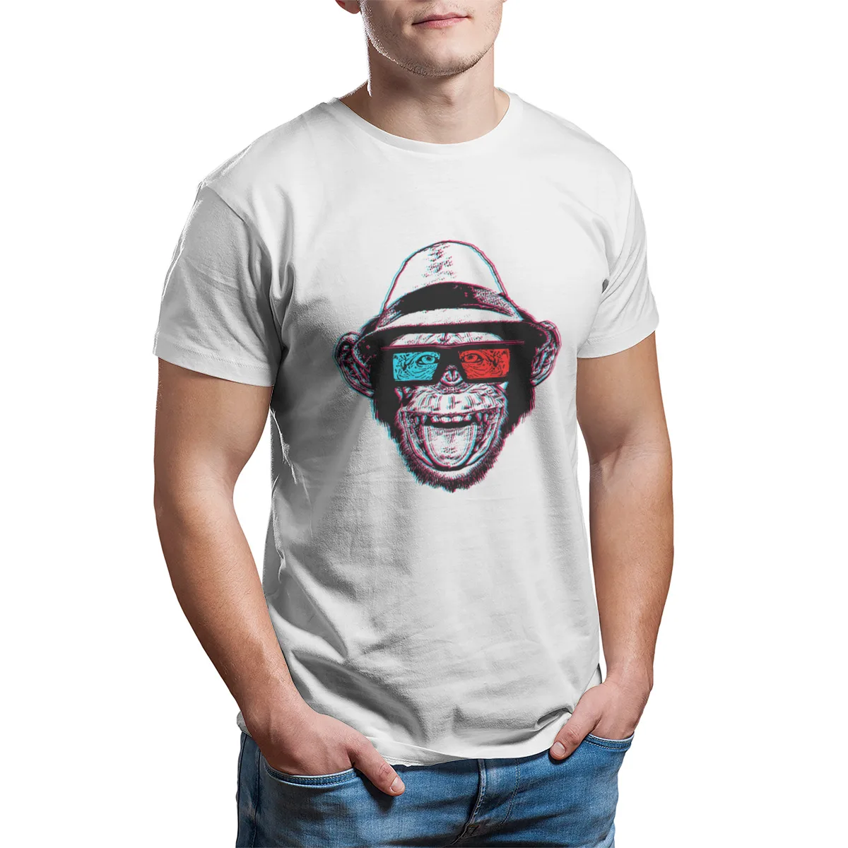 Хипстерский чимп известный как CHIMPSTER Мужская футболка первой необходимости