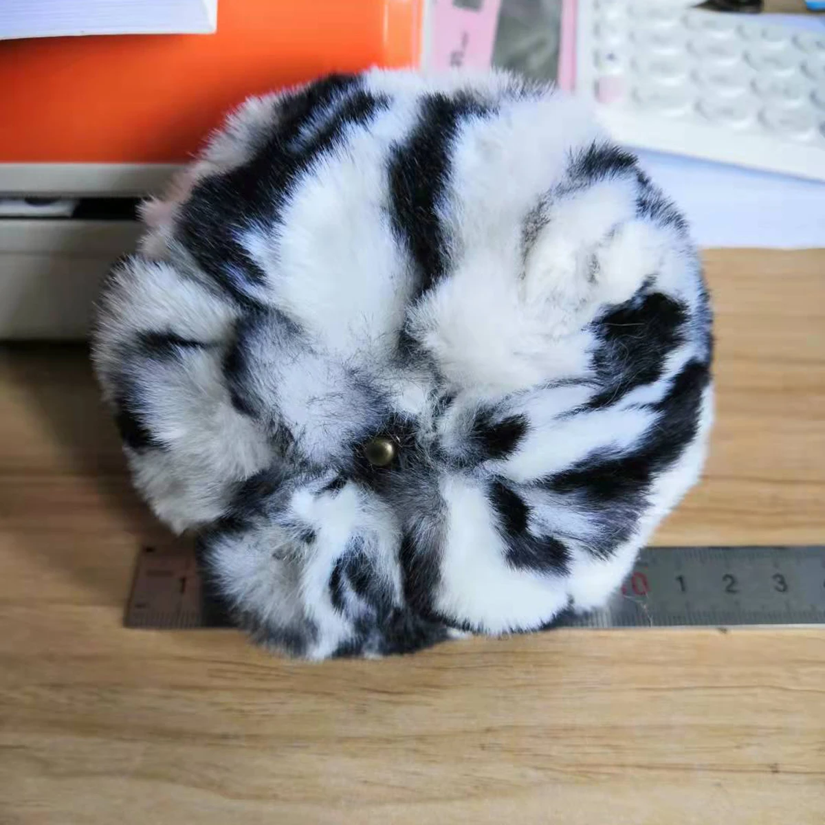 

Furling 12pcs Leopard Animal 15CM Faux Fur Pom Poms Ball for Key Chain Accessories Leopard Priting Faux Fur Ball Bag Garments