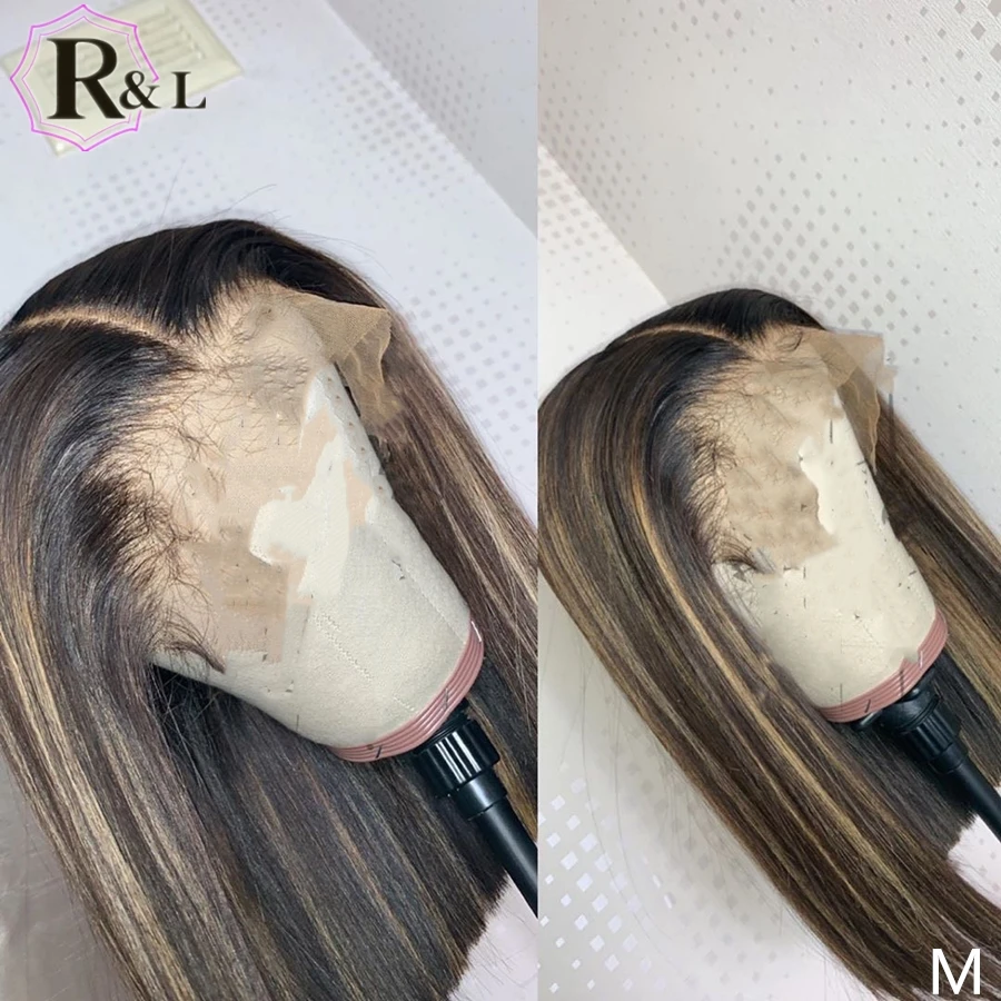 RULINDA короткий Боб Ombre цвет T Part кружевной передний парик из человеческих волос