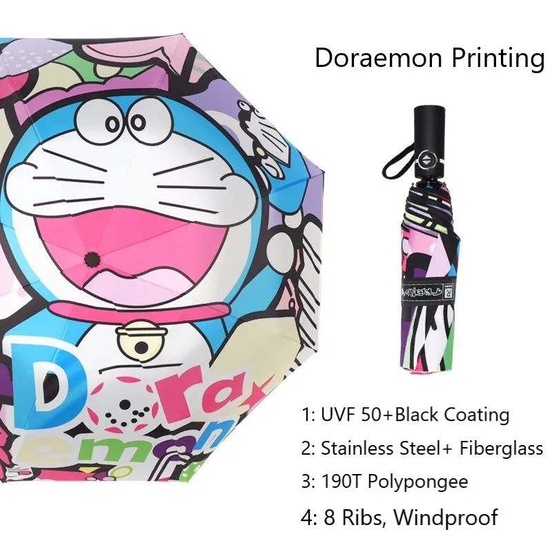 

Зонт ветрозащитный детский с мультяшным принтом животного, автоматический складной, защита от солнца, 99% защита от УФ излучения, подарок для...