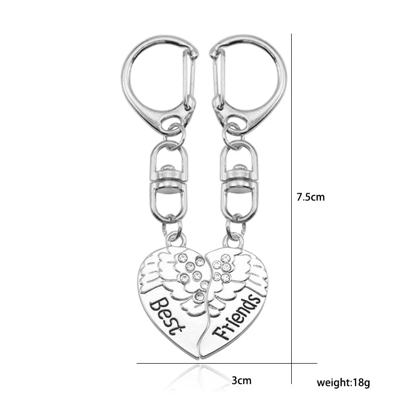 

DIY Keychain For Women Girl Crystal Wing Heart Shaped Puzzle Pendant Accessories Keychain Charm Couple Jewelry Gift Dropshipping